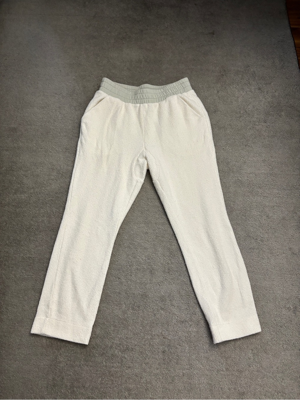 Varley Brymhurst Ivory Textured Knit Pant Ribbed Waist